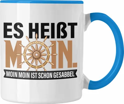 Produktbild von Trendation - Tasse Moin Hamburg Geschenk für Norddeutsche Moin Moin Gesabbel (Blau)