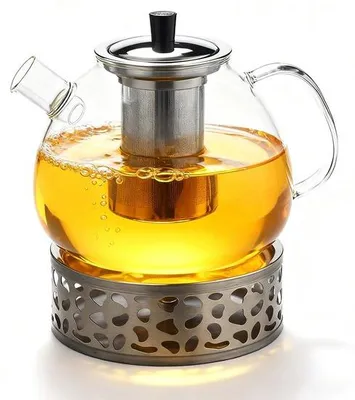 Produktbild von Unyqoos® Hitzebeständige Glasteekanne aus Borosilikatglas mit herausnehmbarem Edelstahl-Sieb, 1500 ml