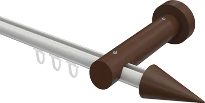 Produktbild von Interdeco Innenlaufstange / Gardinenstange mit Innenlauf Weiß / Nussbaum lackiert, Typ Talent Siveo (Kegel), 20 mm Ø 1-läufig, 160 cm