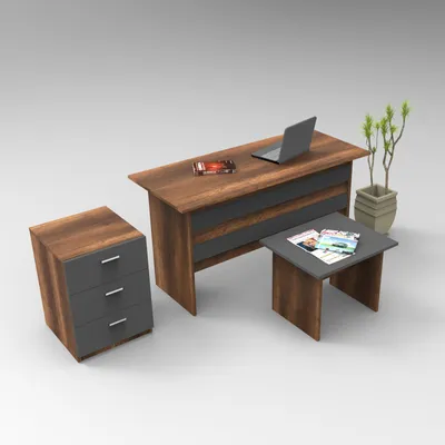 Immagine prodotto di Skye Decor, Vo9-Ba, Set di mobili per ufficio, noce, 100% pannelli truciolari rivestiti in melamina, 140 x 60 x 73,8 cm