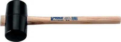 Productafbeelding van PROMAT rubberhamer, diameter 65 mm, gewicht 520 gram, zwart, met esdoornstiel, zeer hard