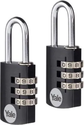 Produktbild von Yale 2x Zahlenschloss 3-stellig Vorhängeschloss,28mm,Schwarz,Gehärteter Stahlbügel