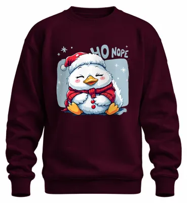 Imagen del producto de Sudadera con estampado de un pingüino navideño, diseño kawaii, estilo lindo y divertido, uni, color burdeos, talla M