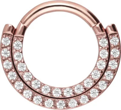 Produktbild von Ohrpiercing, Nasenpiercing, Septum Piercing Titan Segmentring Clicker 2 KRISTALLREIHEN