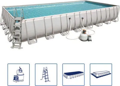 Produktbild von Bestway Power Steel Swimmingpool-Set Rechteckig 956×488×132 cm 56623