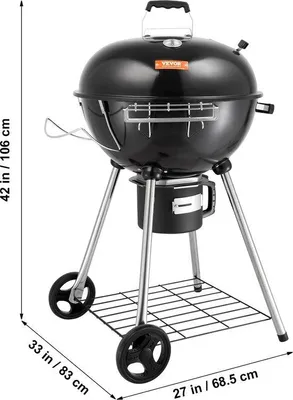 Image de Barbecue à charbon de bois mobile avec couvercle 83 x 68 x 106 cm