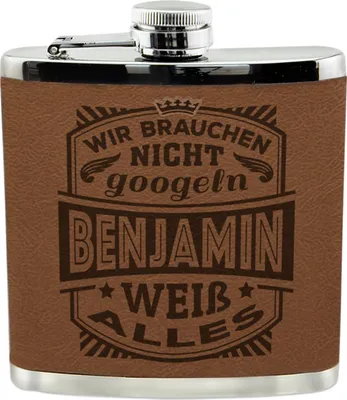 Produktbild von Personalisierter echter Kerl Flachmann mit Namen- Benjamin