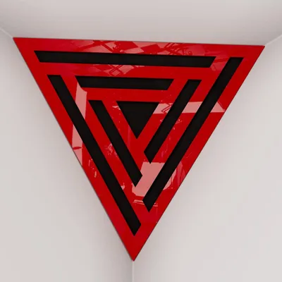 Produktbild von 2er-Pack – Deckenecken-Bassfalle "Triangle-F" | Pyramidenförmiger Akustikschaum mit laminierter HDF-Platte und Stoff [SCIFI -Roter Kunststoff|Schwarz]
