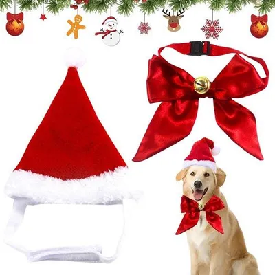 Produktbild von Famanu Weihnachtsmütze für Hunde und Katzen - Verstellbar mit Glöckchen