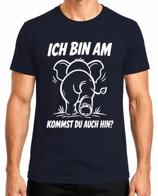 Immagine prodotto di "Vieni anche tu? Maglietta da uomo Elefant Po, con scritta e design sarcastici, colore blu navy, taglia S."