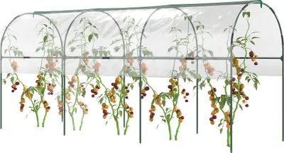 Image de Outsunny Serre de jardin, serre à tomates, bâche renforcée, châssis en acier, pour légumes plantes fleurs, pour extérieur, 400 x 123 x 171 cm, transparent