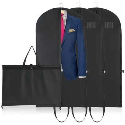 Produktbild von hochwertige Kleidersäcke (60 x 120 cm), Materialstärke 120 g/m², besonders reißfest, faltbar, ideal für Reisen, zur Aufbewahrung von Anzügen, Kleidern, Mänteln, Hemden, Abendkleidern und anderen Kleidungsstücken.