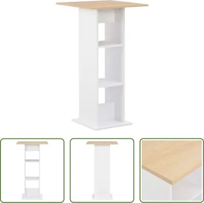 Obrázek produktu pro The Living Store Barový stůl bílý a dub Sonoma 60x60x110 cm