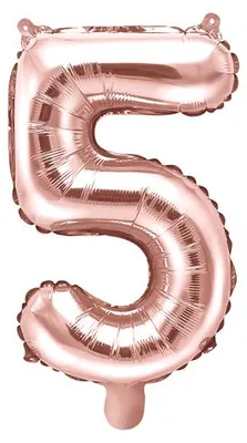 Produktbild von Folienballon mit der Zahl „5“, 35 cm, Roségold