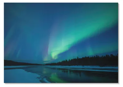 Produktbild von POSTER - 84x59 cm (A1) - Into - Nordlichter über einem zugefrorenen See in der Nacht -  Wandbild für Wohnzimmer Schlafzimmer & Flur, Modernes Poster Wanddeko, Ungerahmt
