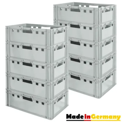 Produktbild von Fleischkiste E2 Fleischkiste Grau Fleischerkiste Fleischkisten Kiste Fleischkiste Eurobox Lebensmittelecht 60 x 40 Metzgerkiste Auswahl Kingpower, Anzahl:10