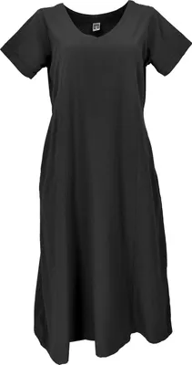 Produktbild von Weiches Bequemes Baumwollkleid, Sommerkleid mit Taschen im Leinen-Look - Schwarz, Damen, Baumwolle, Größe: S