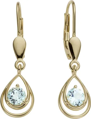 Produktbild von Ohrhänger Tropfen aus 585 Gold Gelbgold 2 Blautopase hellblau blau Ohrschmuck