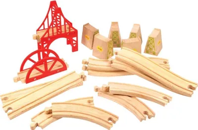 Zdjęcie produktu dla Zestaw drewnianych torów Bigjigs Rail Most 18 elementów