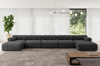 Produktbild von ALTDECOR Modulares Sofa Ecksofa in U-Form - Tesso-U3 - 475x160x70 cm Schwarz Corner modular Sofa Eckcouch Couch Wohnlandschaft Cauchsofa Polstersofa
