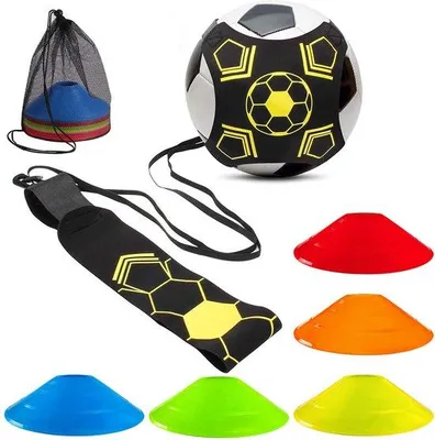 Produktbild von LBING Fußball-Trainingsset: Fußball, Kicktrainer mit 10 Fußballhütchen, Fußball-Trainingsgerät, freihändig, für Einzeltraining