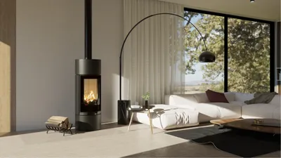 Produktbild von Hitze Kaminofen CHARUTO 8,5 kW Schwarz Ofen Kamin Holzofen Holz