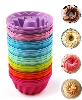 Image de Moules en silicone pour cupcakes, lot de 24, diamètre 6,5 cm, différentes couleurs