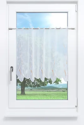 Produktbild von Scheibengardine Plauener Spitze - Melanie #1W (Bx H) 194,4cm * 60cm pastellorange/Orange