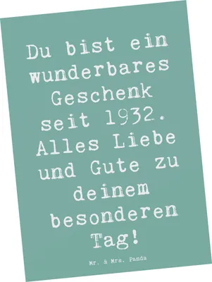 Produktbild von Mr. & Mrs. Panda Ansichtskarte Spruch 1932 Geburtstag Geschenk - Meeresbrise - Postkarten, Glückwunsch, Postkarte, Liebe und Freude, Geburtsjahr, besondere Geschichte