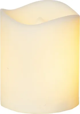 Produktbild von Star Trading LED Kerze außen weiß Grabkerze 5x7cm Kunststoff 6/18h Timer Flammenoptik