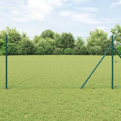 Productafbeelding van Tuinomheining met Palen - Tuinhek Begrenzingshek - Tuin Afbakenen - Corrosiebestendig PVC-Coating - 12 x 10 m - Groen