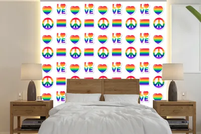 Produktbild von MuchoWow® Fototapete für Wohnzimmer oder Schlafzimmer Wandtapete Vinyl Motivtapete Regenbogen - Stolz - Flagge - 240x240 cm - Schlafzimmer-Tapete