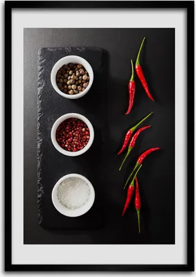 Produktbild von Bild - Bilderrahmen - Foto - 70 cm x 100 cm - MDF - Rahmen - Wandkunst - Gewürze und Paprika