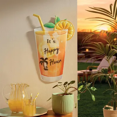 Produktbild von Wanddeko "Happy Hour" aus Metall, bunt, 31x50 cm, Barschild, Blechschild, Cocktail Bar Metallschild
