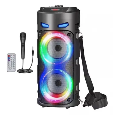 Produktbild von Mobiler Bluetooth Trolley-Lautsprecher Drahtloser Bluetooth-Lautsprecher mit LED-Lichteffekten, Dual 4" Woofer, TWS-Funktion