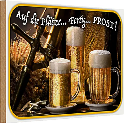 Produktbild von Holzschild Spruch 30x20cm Bier auf die Plätze fertig los