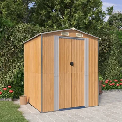 Produktbild von （Robust Möbel）Geräteschuppen - elegantes Design - Geräteschuppen/Gartenschrank - Hellbraun 192x191x223cm Verzinkter Stahl Promotion493941 - Geräteschuppen