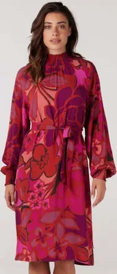 Zdjęcie produktu dla Juffrouw Jansen wfp598 Sukienka z nadrukiem z żółwiem Smocked Multi Fuchsia