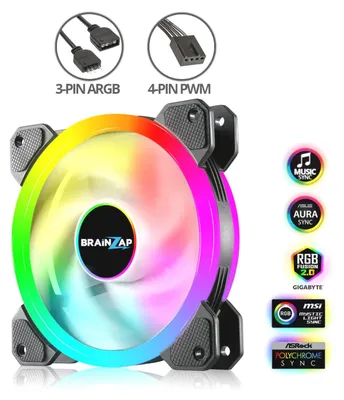 Produktbild von BRAINZAP 120 mm LED A-RGB Case Fan Gehäuse Lüfter 12V PWM Aura Asus Asrock MSI Gigabyte