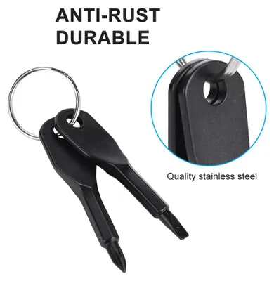 Imagen del producto de Juego de 2 destornilladores portátiles de acero inoxidable para exteriores, con anilla para llavero ()