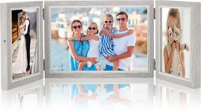 Produktbild von Famanu Faltbare Fotoliste für 3 Fotos - Lichtgrau