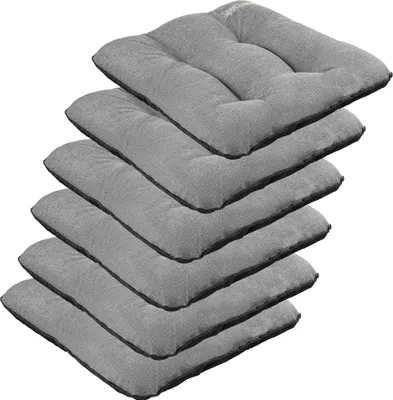Produktbild von SuperKissen24. Stuhlkissen Outdoor - Sitzkissen für Stühle 6er Set 45x45 cm - Outdoor Kissen Wetterfest mit Füllung - Grau Leinen