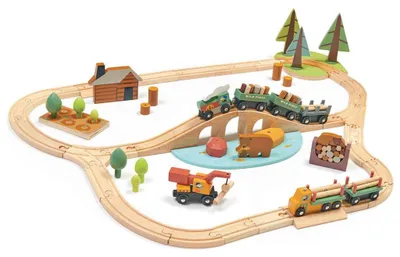 Obrázek produktu pro Tender Leaf Toys Wild Pines Train Set, Systém Railblock, Chlapec/děvče, Dřevo, 3 rok/roky, Vícebarevný, Model železnice/vlaku
