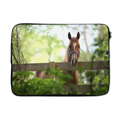 Produktbild von MuchoWow® Laptop Hülle 14 ZollPferd - Natur - Zaun Laptoptasche - Laptoptasche - Stoßsicher - Schutzhaube