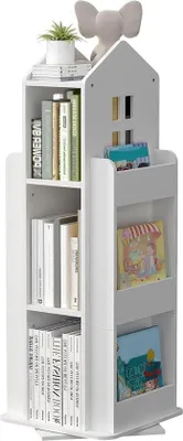 Produktbild von Famanu Bücherregal 360° drehbar - weiß, 4 Ebenen, multifunktional