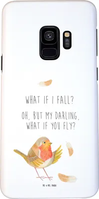 Produktbild von Mr. & Mrs. Panda Samsung Galaxy S9 Handyhülle Rotkehlchen Federn - Weiß - Geschenk, Vogel, Motivation Sprüche, Spruch Mut, Cover, Hülle, Handy Case, fliegen, Lustige