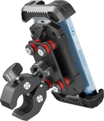 Produktbild von tounee Fahrrad Handyhalterung, Handyhalter Motorrad - 2-Fach Vibrationsgedämpft Handy Fahrradhalterung, Universal Lenker Halter für iPhone 16 15 14 13 Pro Max Plus & 4,7-6,7" Smartphones -Schwarz