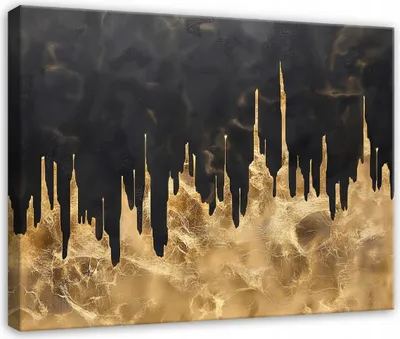 Produktbild von Leinwandbild Wohnzimmer Schlafzimmer - 100x70 cm - Bilder - Wandbilder XXL - Wanddekoration - Leinwandbilder Abstrakt Glamour Gold