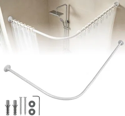 Produktbild von Duschvorhangstange in L-Form, verstellbare Duschstange 70-95 cm x 105-165 cm, Edelstahl, Eckduschstange für Badewanne, Badezimmer und Dusche
