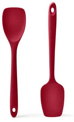 Productafbeelding van Kooklepel van siliconen, flexibel, hittebestendig tot 315°C, set van 2, rood
